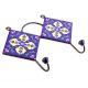 Navy Blue And Yellow Leaf Ceramic Floral Tiles Hooks